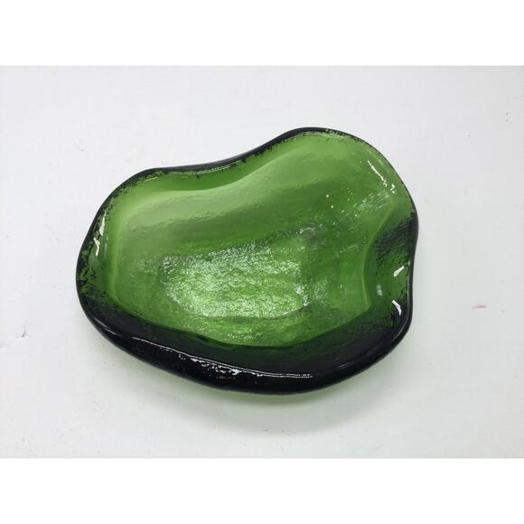 MCM Blenko Style Green Kidney Dish or Ashtray - Picture 3 of 6